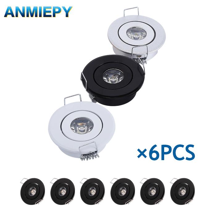 6pc 1W 3W Mini led Downlight Cabinet Recessed Spot light led Driver Pure Nature Warm white and White