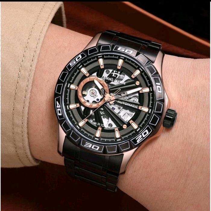 Jam Tangan Pria Merk Evans Jayden 9565 Rantai Automatic Movement Water Resistant 10 ATM Watches Wate