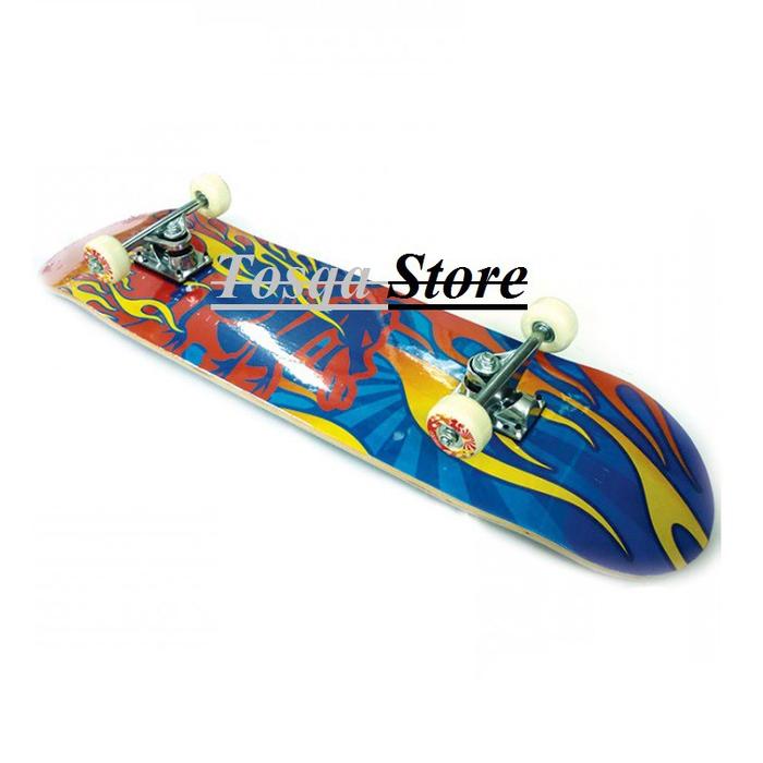 Silverfox Skatebord 100% Maple Blue Red Fire / Skateboard Silverfox