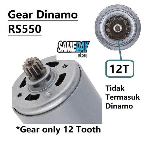 Pinion Gear Gir Pengganti Dinamo DC Motor RS550 545 9T 12T Bor Cordless Impact Spare Part