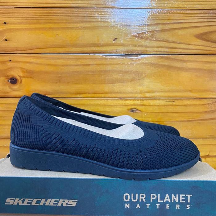 ONLY SIZE 40 SEPATU SKECHERS WANITA SKECHERS CLEO FLEX WEDGE JUST LOVELY 158325 FULLBLACK SNEAKERS S