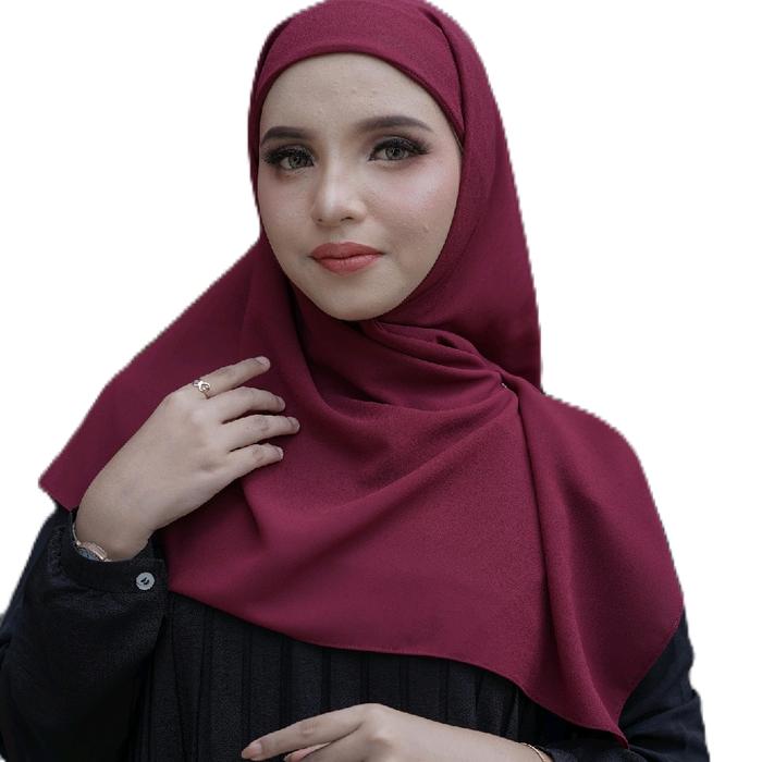 ShafaRiela_hijab segi empat inner tali ceruty babydoll Kerudung Wanita Instan