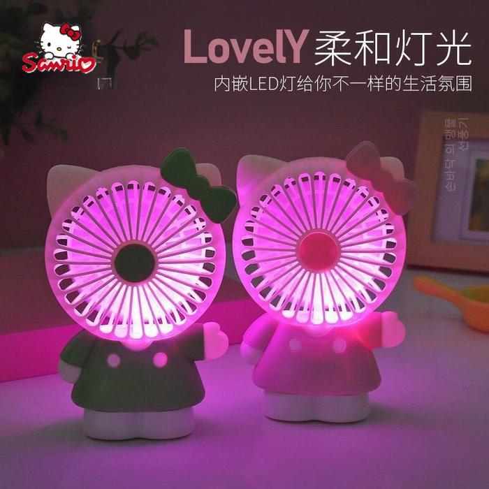 Sanrio Hello Kitty mini fan with light cute cartoon KT cat electric