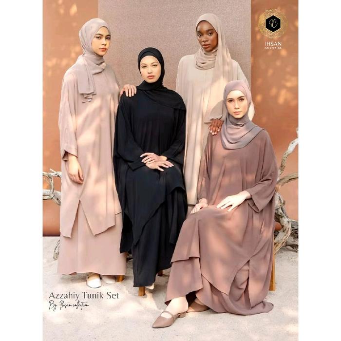 Setelan Ihsan Collection Azzahiy Tunik Malay one set hijab outfit - Muslim, Dewasa, Atasan, Wanita, 