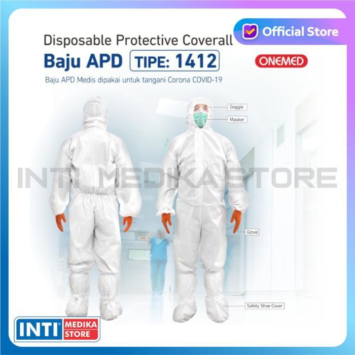 PREMIUM (READY) terjamin ONEMED - Baju APD Medis Putih 1412 | APD Baju Medis | APD Hazmat terlaris