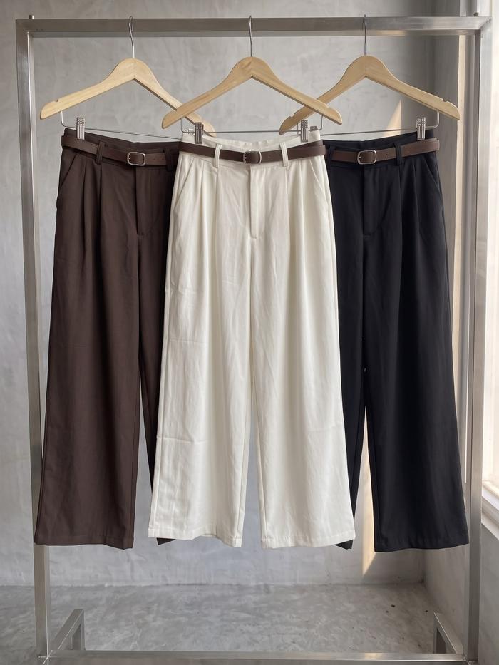 A30 Celana Panjang Wanita High Waist Free Belt | Kulot Kerja Kantor Modern