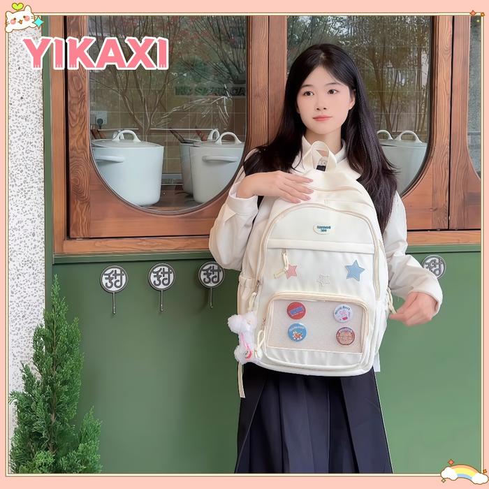 【COD✅】Niche Design Sense Tas /Transparan Kampus jk /Tas Sekolah Siswa Bahu Ganda /Tas Ransel Siswa A