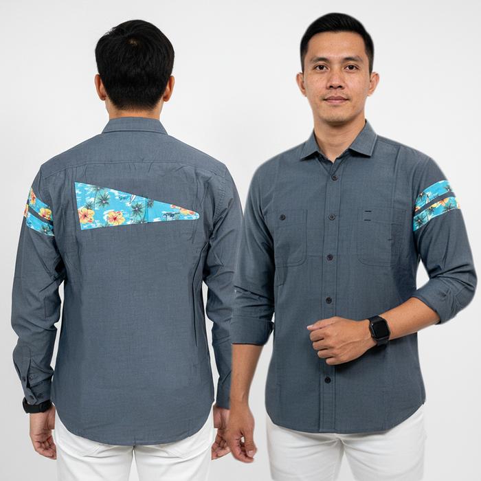Kemeja IEBE Lengan Panjang A3AI8024 High Kerja Flannel  Branded Pria Casual Kerah