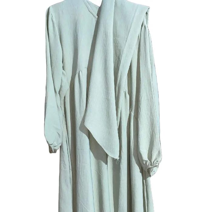 gamis set hijab warna hijau mint