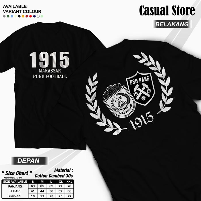 Kaos Makassar Punk Football 1915 Kaos Suporter Bola PSM Makassar TShirt PSM Fans