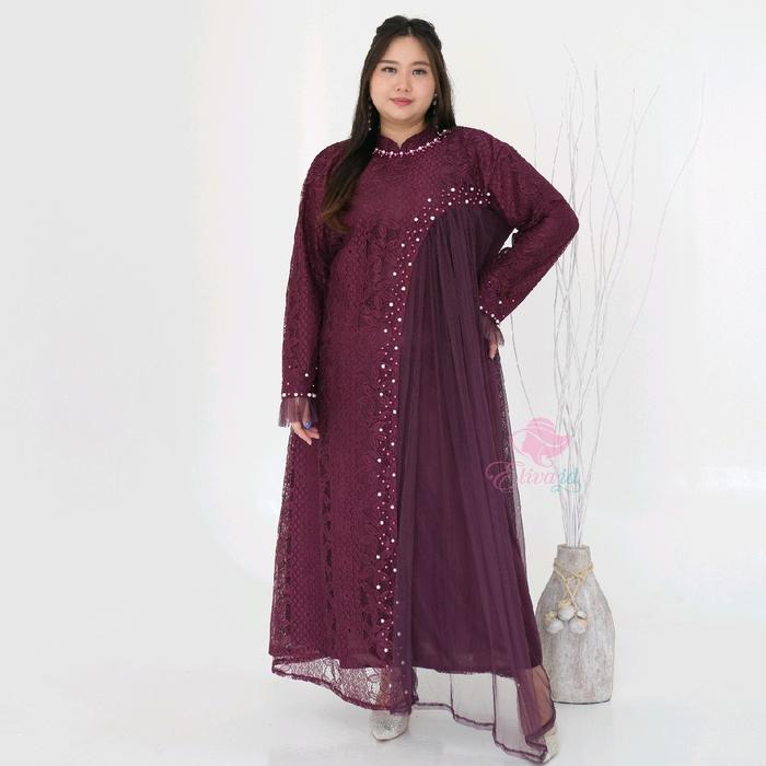 Gamis Brukat Zanitha Jumbo mewah mutiara  Ld 130 140 dan 150