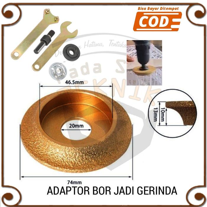 adaptor bor jadi gerinda roda batu penggiling sudut pinggul bevel keramik granit marmer