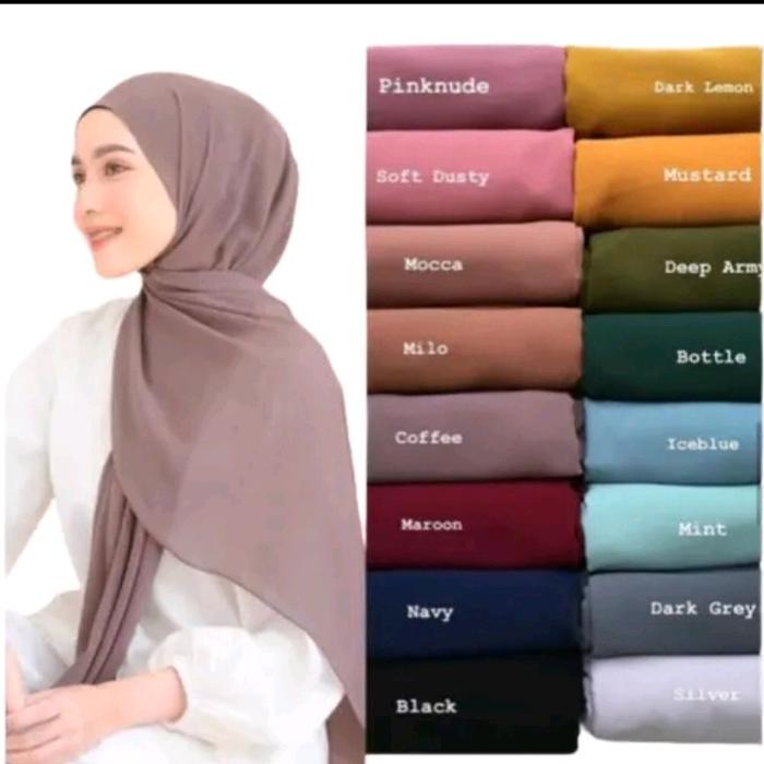 Pashmina panjang pelangi putih Kerudung Muslim Wanita