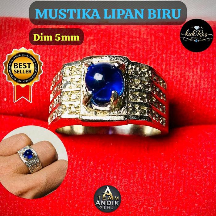 BATU MUSTIKA LIPAN BIRU RING ALPAKA SUPER