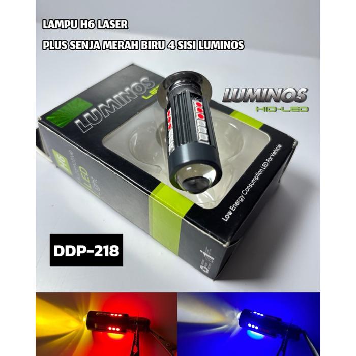 Luminos Led Lampu Depan H6 Laser Senja Biru Merah Cahaya Putih-Kuning Luminos LS3