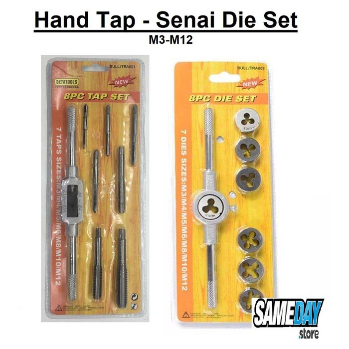 Hand Tap Set Gagang Snei Die Snai Drat Dalam Derat Luar Ulir Mur Baut Handtap M3-M12