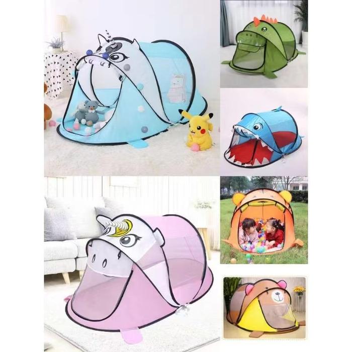 WANJIALE Tenda Anak Otomatis Tenda Mainan Motif Hewan Tenda Mainan Anak Tenda Tanpa Pasang Tenda Cam