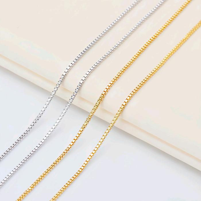 [ Susimci Aff ] Rantai kalung / chain PREMIUM Titanium italy / itali kotak gold / mas / silver 45cm 