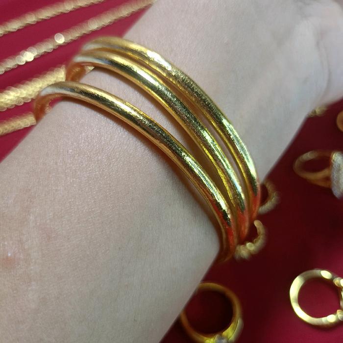 GELANG KERONCONG POLOS LAPIS EMAS KRISTAL