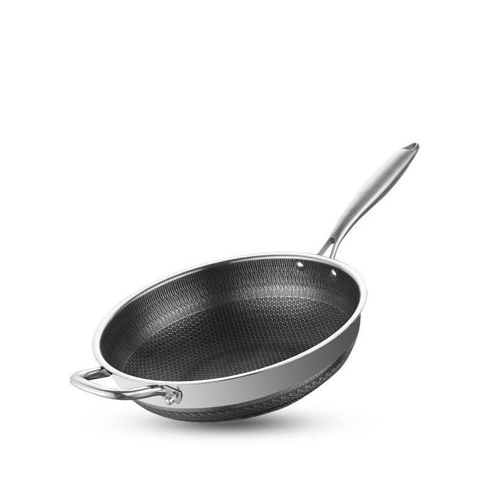 316 stainless steel non-pressing wok induction frying pan for