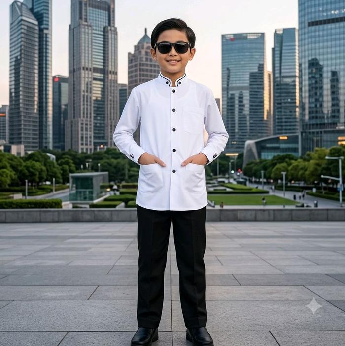Setelan Satu Setel One Set Celana Baju Koko Jasko Jas Koko Kemeja Koko Kemko  Motif Polos Lengan Pan