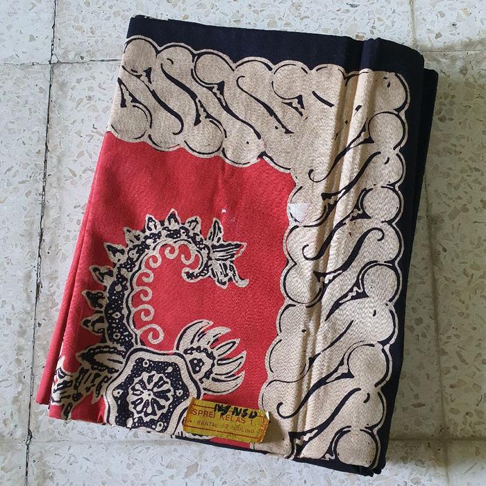 kain sprei seprei batik lawas hitam krem oren gambar ayam putra jamilah pekalongan jadul vintage