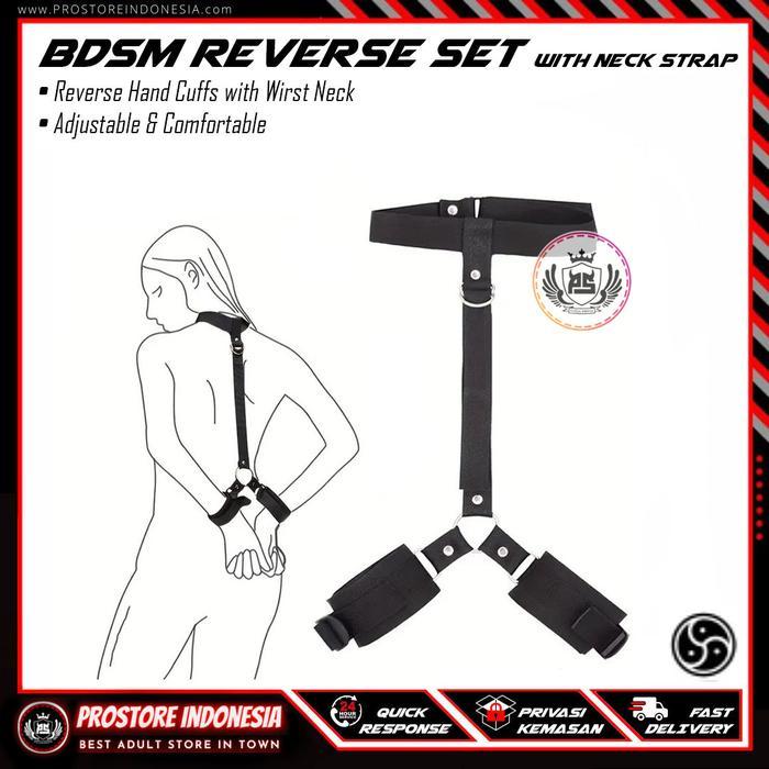 BDSM REVERSE SET WITH NECK STRAP - Bondage Borgol Cinta Tali Pengikat Tangan Leher Choker Hand Cuff 