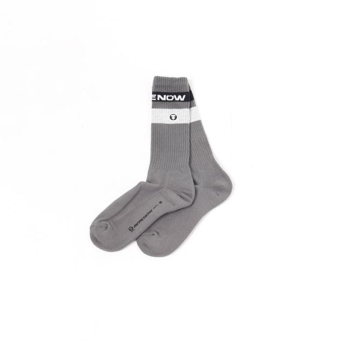 Kaos Kaki AAPE NOW TEXT BLACK GREY LONG SOCK 100% ORIGINAL