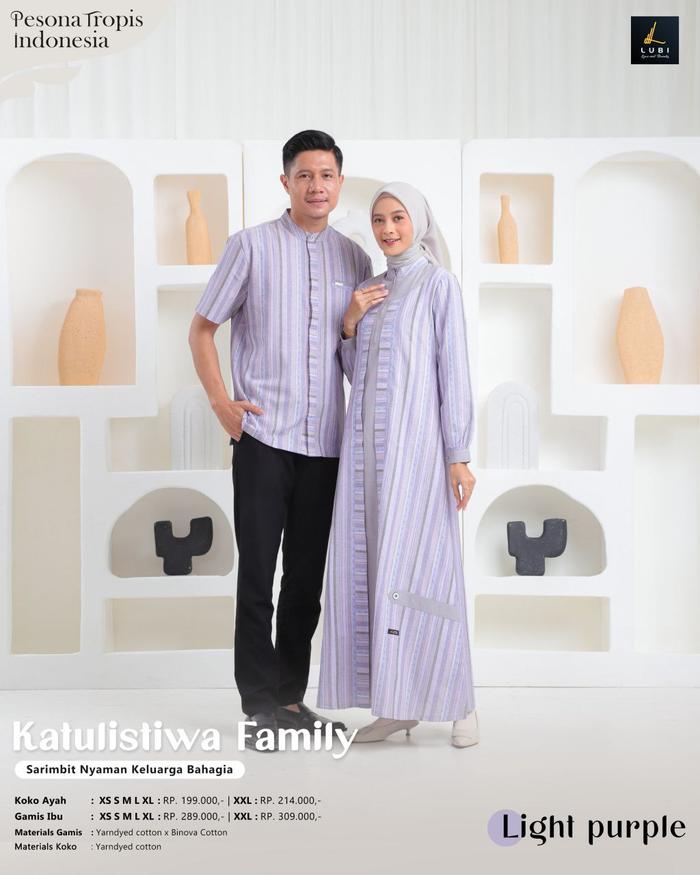 Baju Seragam Couple Terbaru 2025 Katulistiwa Sarimbit Family Light Purple By Lubi - Gamis Dress Atas