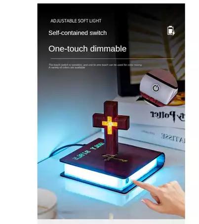 Magnetic Levitating Cross Floating Christian Cross Decorations Maglev Cross the Holy Bible Base