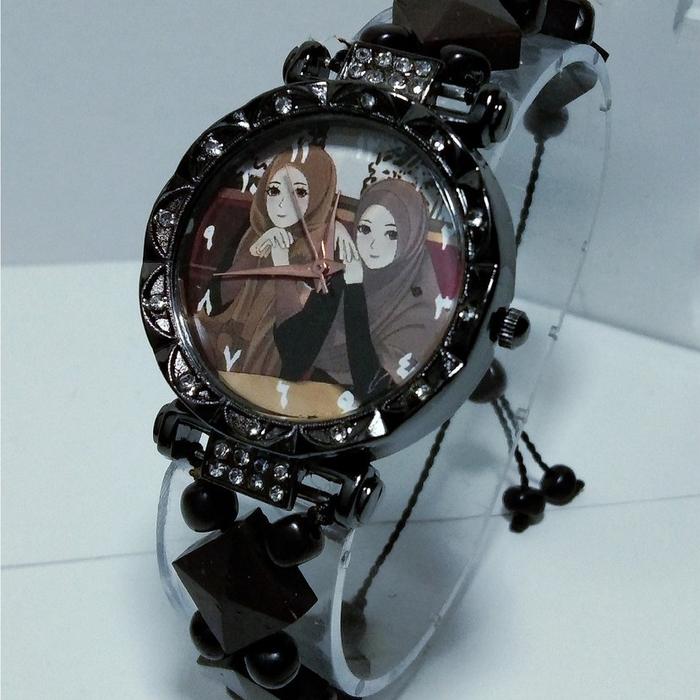 JAM TANGAN WANITA TALI KAOKKA LOGO ANIMASI bisa custom nama