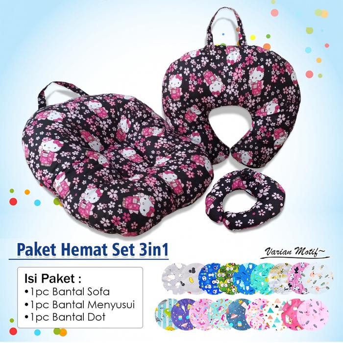 Paket Hemat 3in1 Bantal Sofa Bayi Bantal Dot & Bantal Menyusui Motif Karakter Lucu