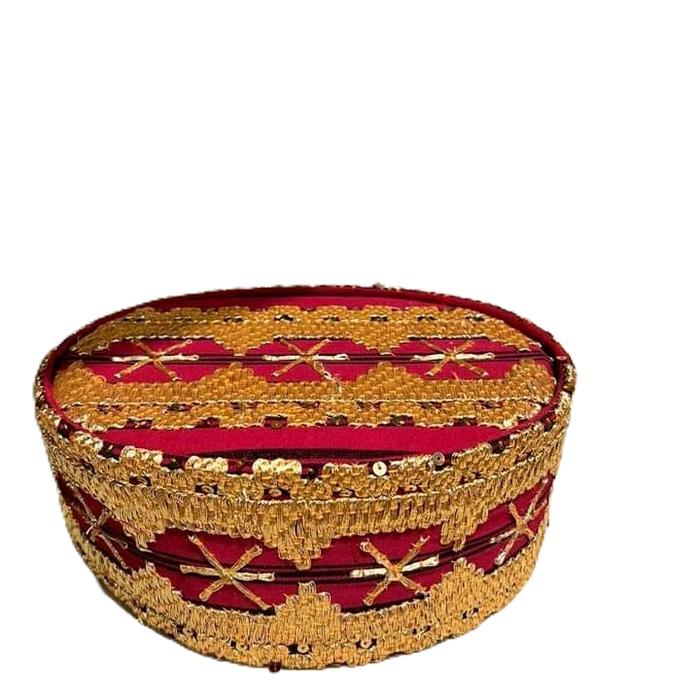 peci tapis lampung sulam tangan benang emas Tenun etnik