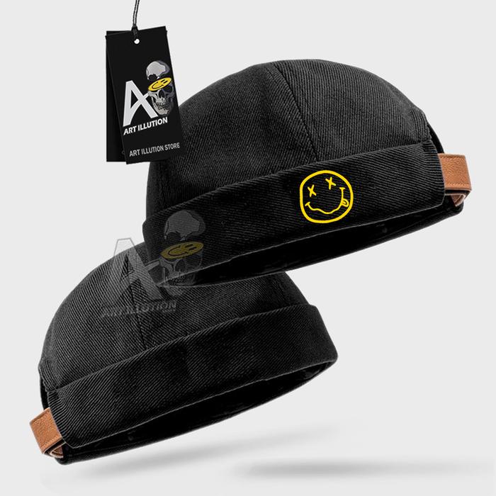 Topi Miki Hat / Topi Peci Logo Smiley Nirvana Model Logo Terbaru Miki Hat PREMIUM songkok hitam Kopi
