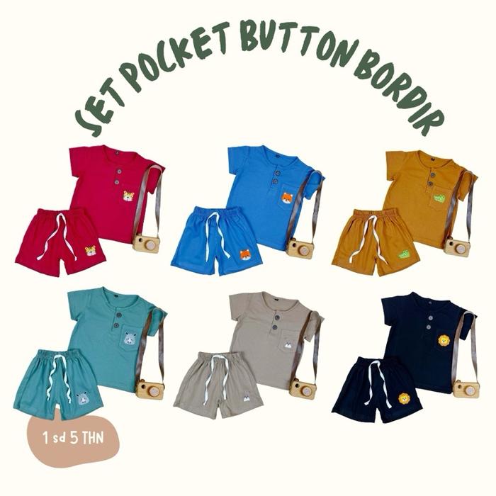 Pineapple Kids - Setelan Anak Lucu Set Button Sablon Usia 1-5 tahun