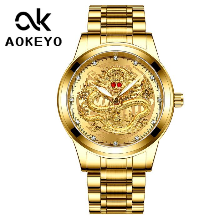 Aokeyo S336 Jam Tangan Pria Naga Anti Air Original（Free BOX+Kartu）