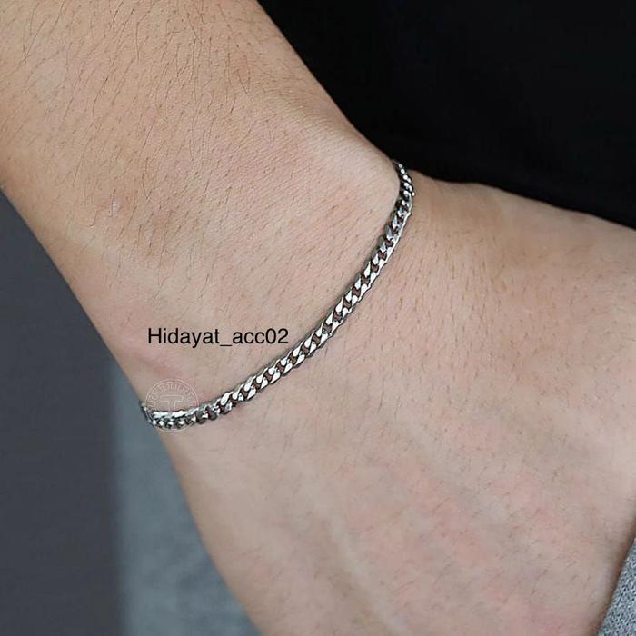 gelang tangan Titanium pria gelang tangan rantai kecil gelang tangan silver gold hitam