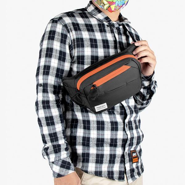 Geoff Max Official - Midlife Black Orange | Tas Selempang | Slingbag | Waistbag Pria Pinggang