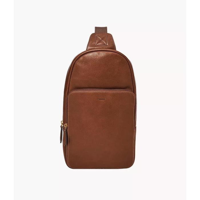 Fossil Finn Leather Sling Pack Bag Whisky Tas Selempang Pria MBG9646-212
