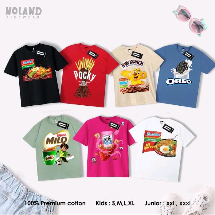 [GRATIS STIKER NAMA] KAOS ANAK 1-14TH DAN DEWASA MOTIF SNACK INDOMIE SERIES