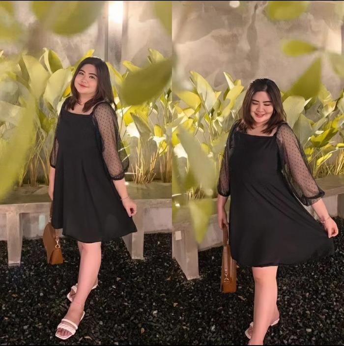 dress jumbo tangan mix tille-dres sabrina NOVE-dress elegant