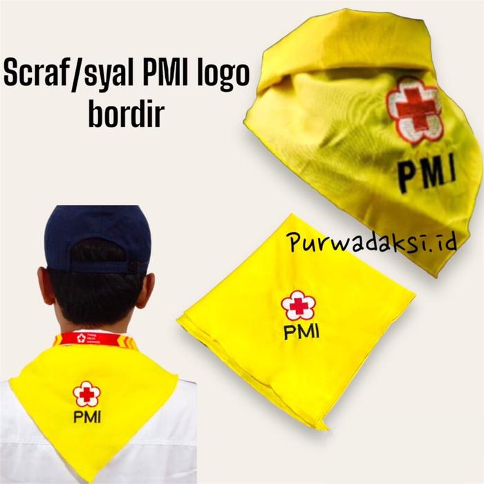 (TERLENGKAP & TERLARIS) Slayer / Syal PMI \ scraf PMI bordir panjang 125 cm kuning muda \ Syal PMI B