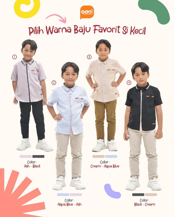 KOKO ANAK RABBANI Baju Anak Laki-laki Kemeja Katun Lembut dengan Detail Kancing dan Saku Depan Bahan