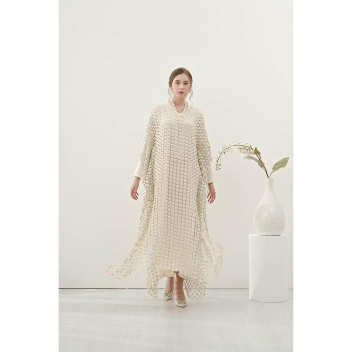 Kasa Heritage - Arwen Dress Gamis Raya Collection - Dove, Outer