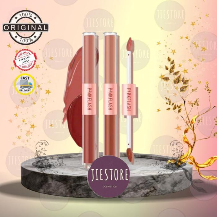 PINKFLASH DoubleSense 2 IN 1 Dual-ended Lipstick ombrelips Liquid Matte lipstik Velvet Tint Lightwei