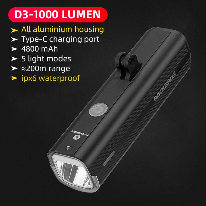 ROCKBROS Lampu Sepeda Lampu Depan Sepeda Lampu Bersepeda Lampu Depan