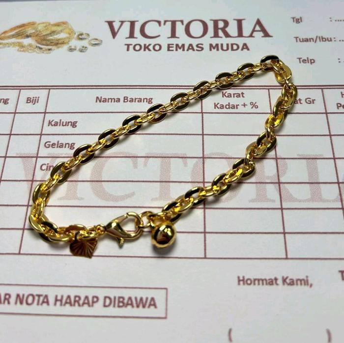 GELANG ASLI EMAS MUDA MOTIF RANTAI KECIL GELANG WANITA DEWASA