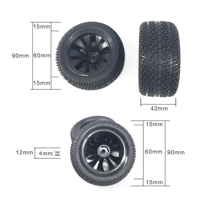 4 Buah 90Mm Ban Karet Roda Ban untuk Wltoys 144001 124019 12428