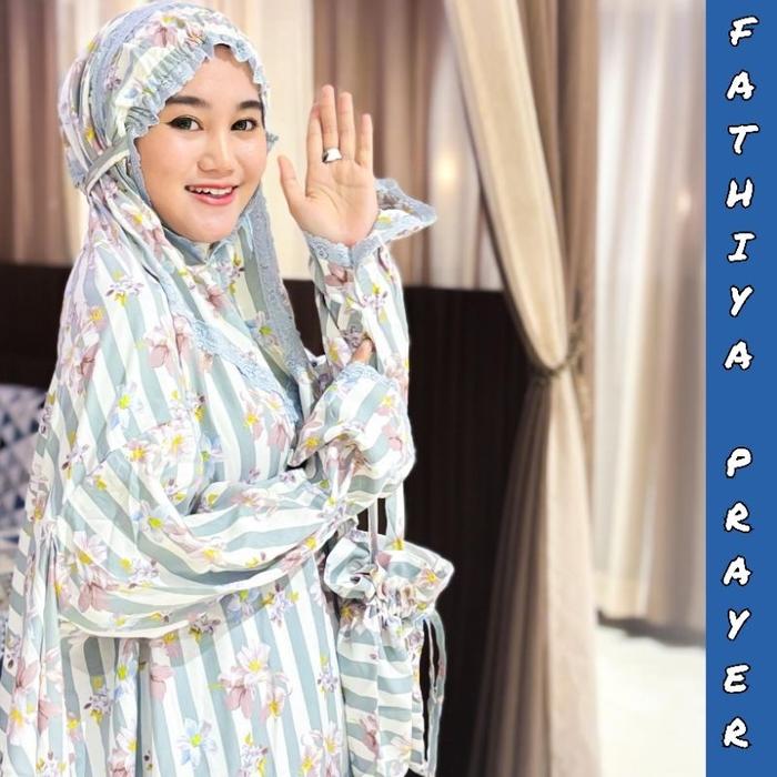 Terbaru Mukena atas bawah Fathiya by Elkisa/mukena travel/mukena travelling/mukena berlengan/mukena 