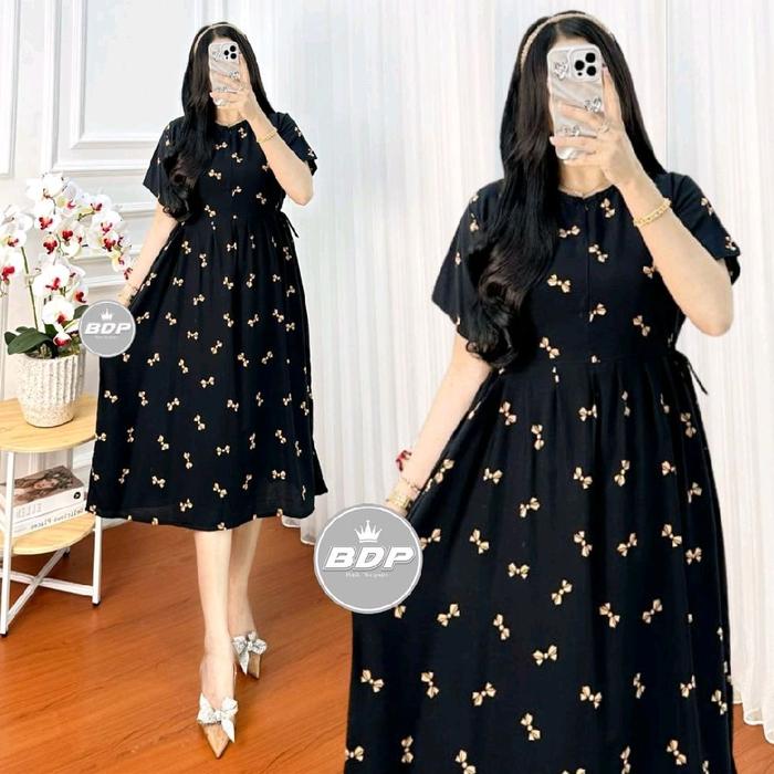 Daster Rayon Motif Bunga Kecil Daster Murah Tali Samping Resleting Depan